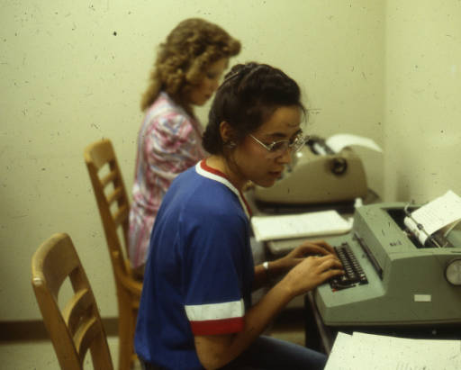 Students at Typewriters in the GCC Library