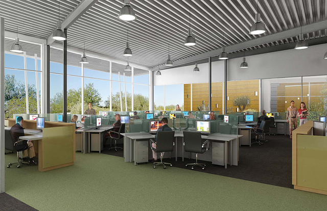 Architectural Rendering, Library and Computer Commons (GCC North)