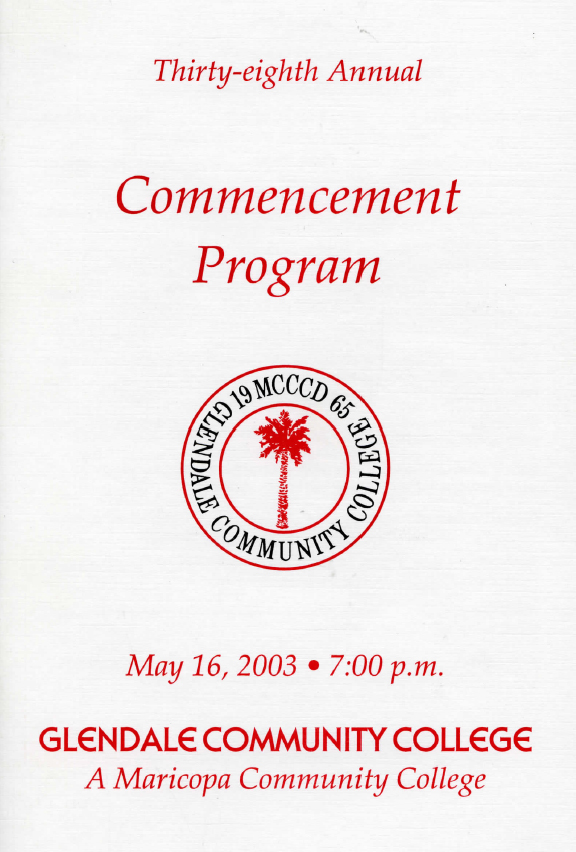 GCC Commencement Program Image of the Era