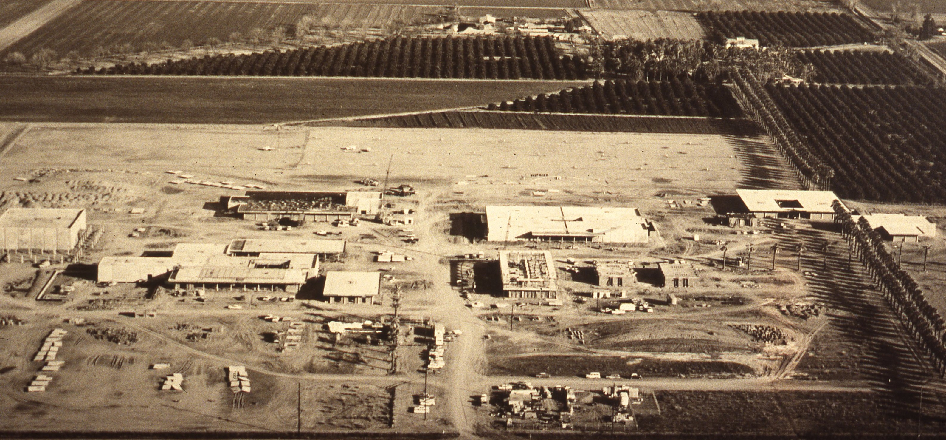 Aerial image of the GCC Campus under construction.