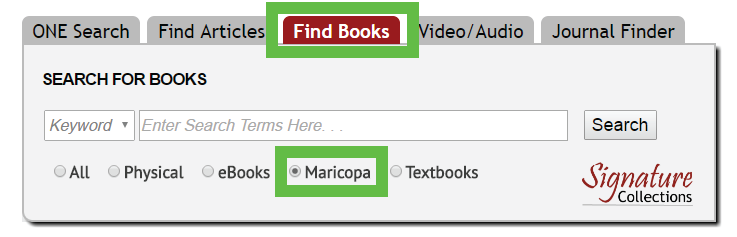 Photo of Find Books Link in Search box